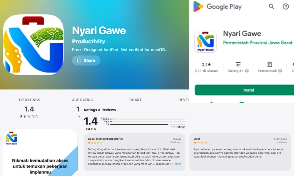 Tangkapan Layar Aplikasi Nyari Gawe